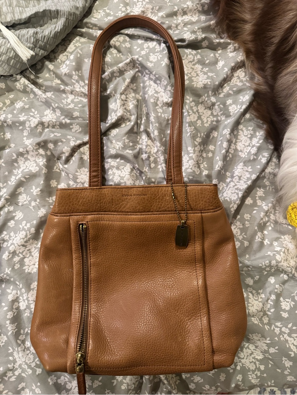Evan Picone Tan Leather Shoulder Tote